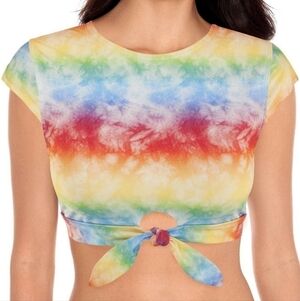 Salt + Cove Rainbow Tie Dye Crop Bikini Top